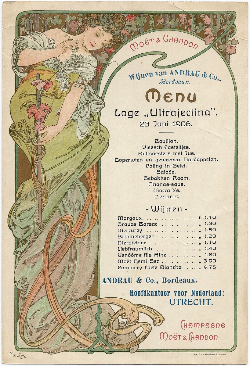 Menukaart Loge Ultrajectina 1906